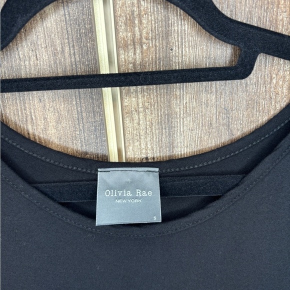 Olivia Rae T-Shirt Dress Flutter Sleeve Stretch Scoop Neck Black Women's Size S - Picture 2 of 4